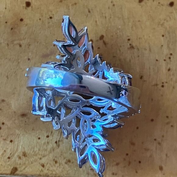 Natural Tanzanite Pink Tourmaline Sterling Silver Ring Size 6 - Picture 5 of 9